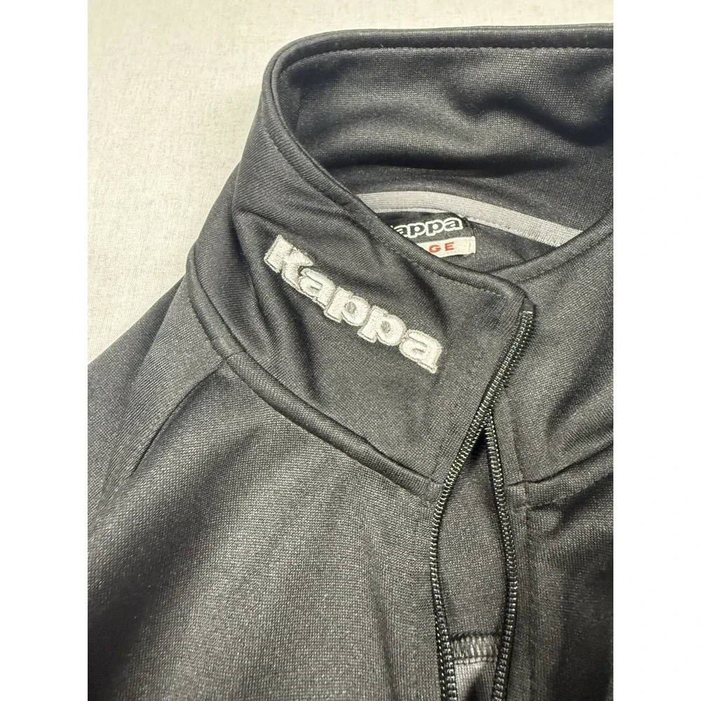 Kappa Jacket Sweater L Gray Black Logo Zip Track Athleisure‎ Streetwear Preppy